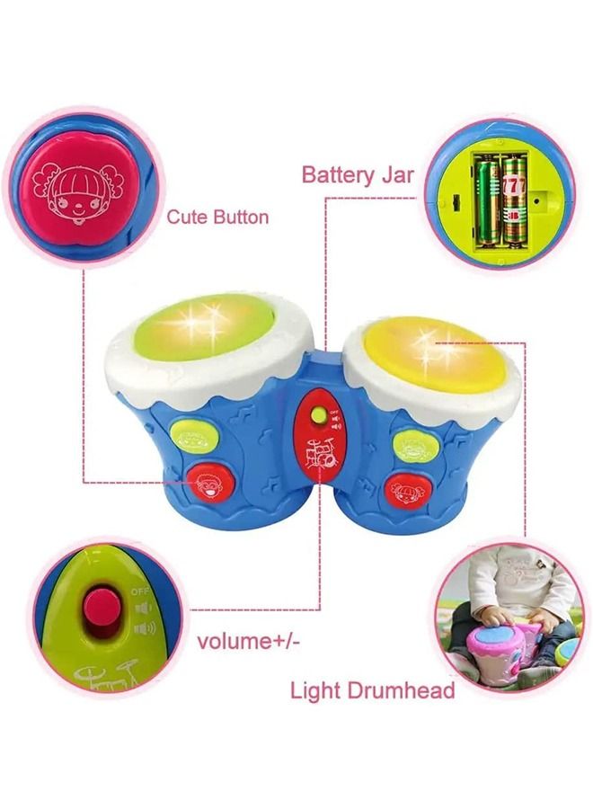 Musical Bongo Drum Toys For Kids With Dual Drum 4 Sound Modes Music Light Musical Instruments Toys For Kids Educational Musical Toy Drums For Kids Toddlers 1 2 3 4 Years Boys Girls