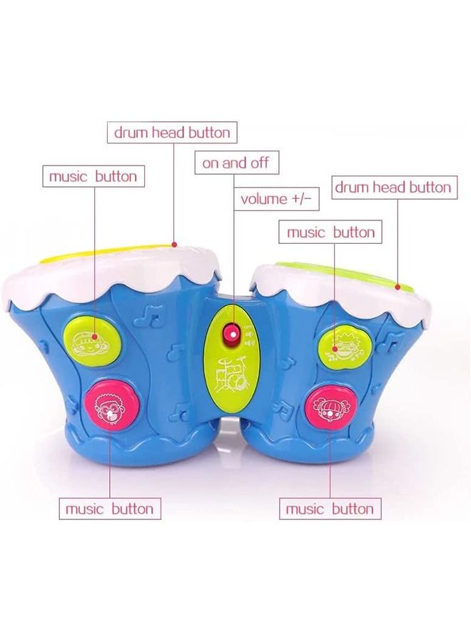 Musical Bongo Drum Toys For Kids With Dual Drum 4 Sound Modes Music Light Musical Instruments Toys For Kids Educational Musical Toy Drums For Kids Toddlers 1 2 3 4 Years Boys Girls