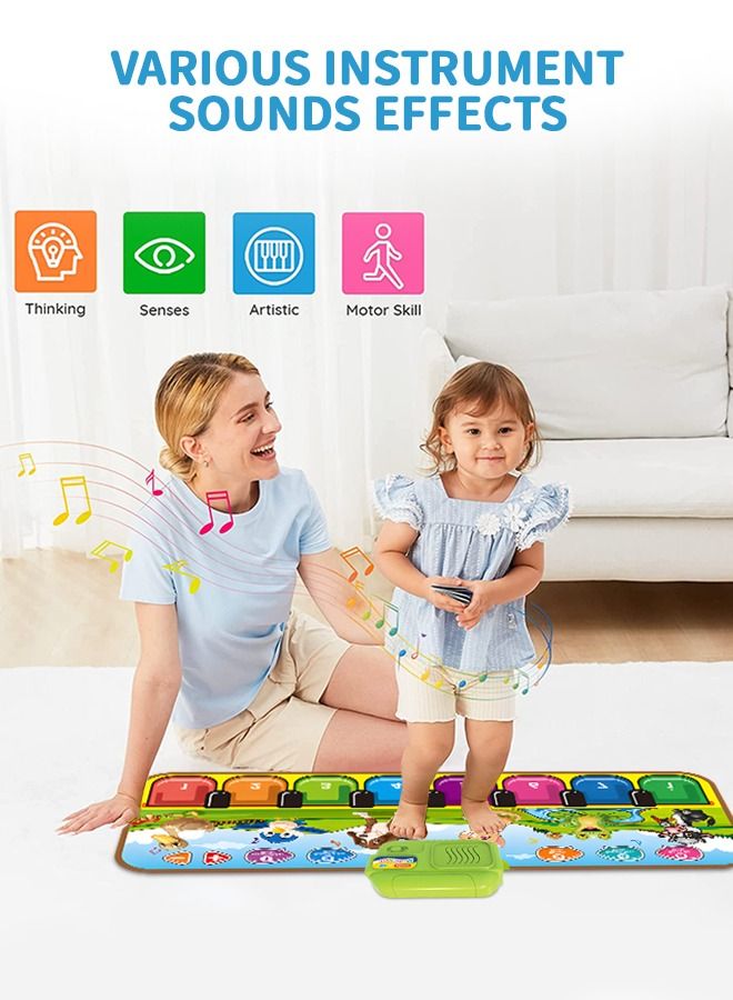 Kids Musical Mats with Music Sounds with 8 Keys Musical Toys Toddler Music Piano Keyboard Dance Mat Carpet Touch Playmat Birthday Gift Toys for Baby Girls Boys