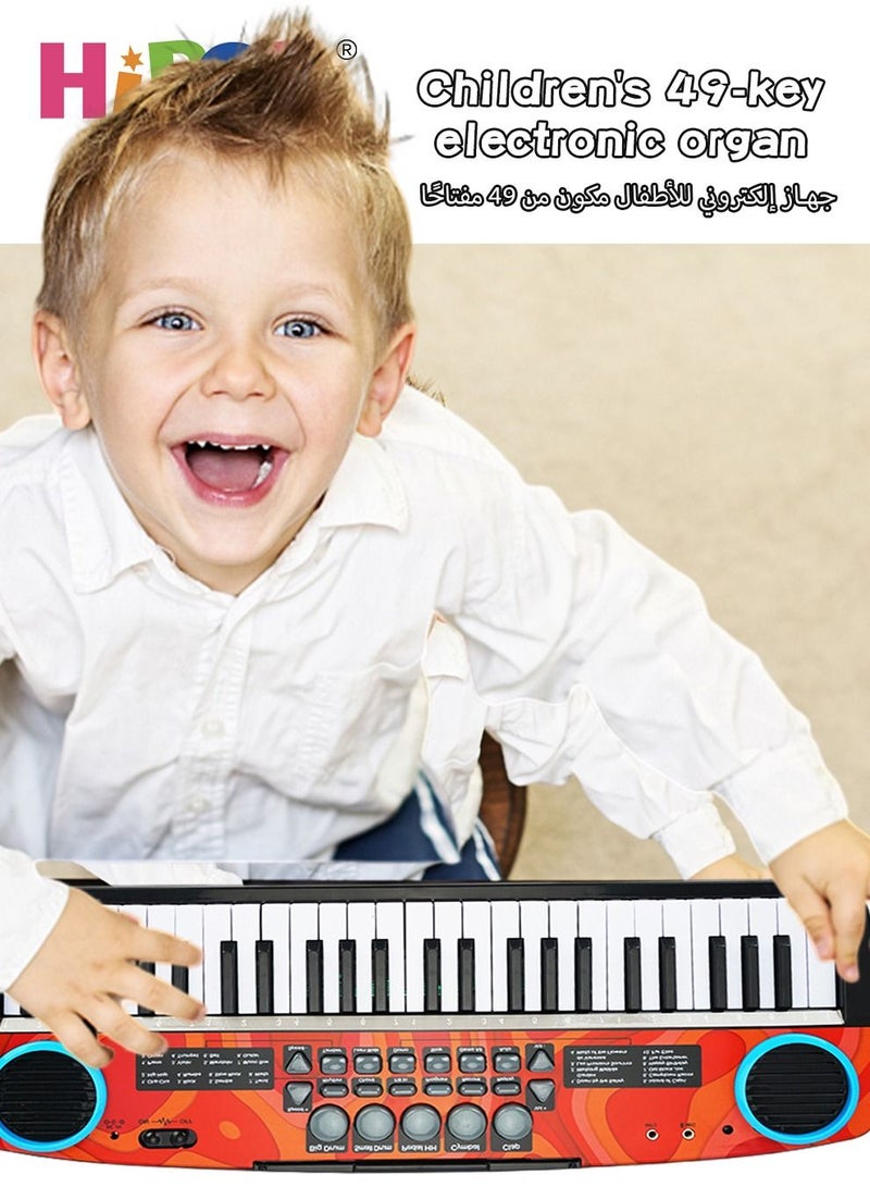 Children's Electronic Piano with Microphone 49 Keys,Educational Digital Keyboards Set for kids