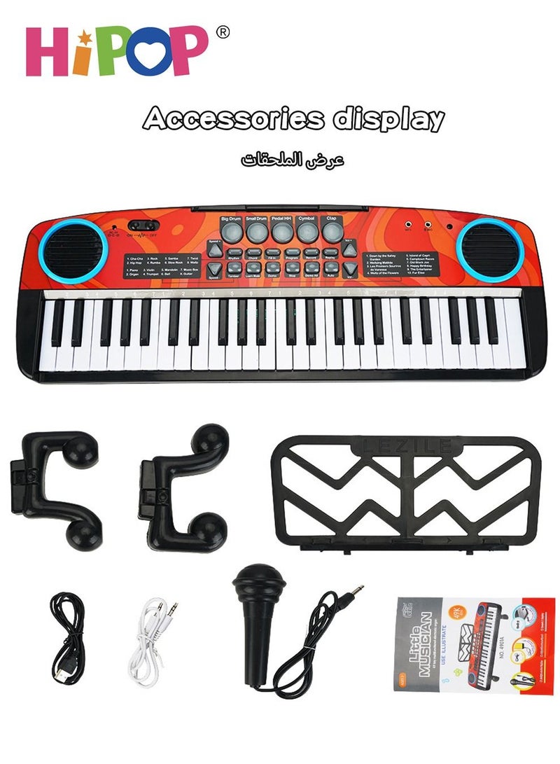 Children's Electronic Piano with Microphone 49 Keys,Educational Digital Keyboards Set for kids