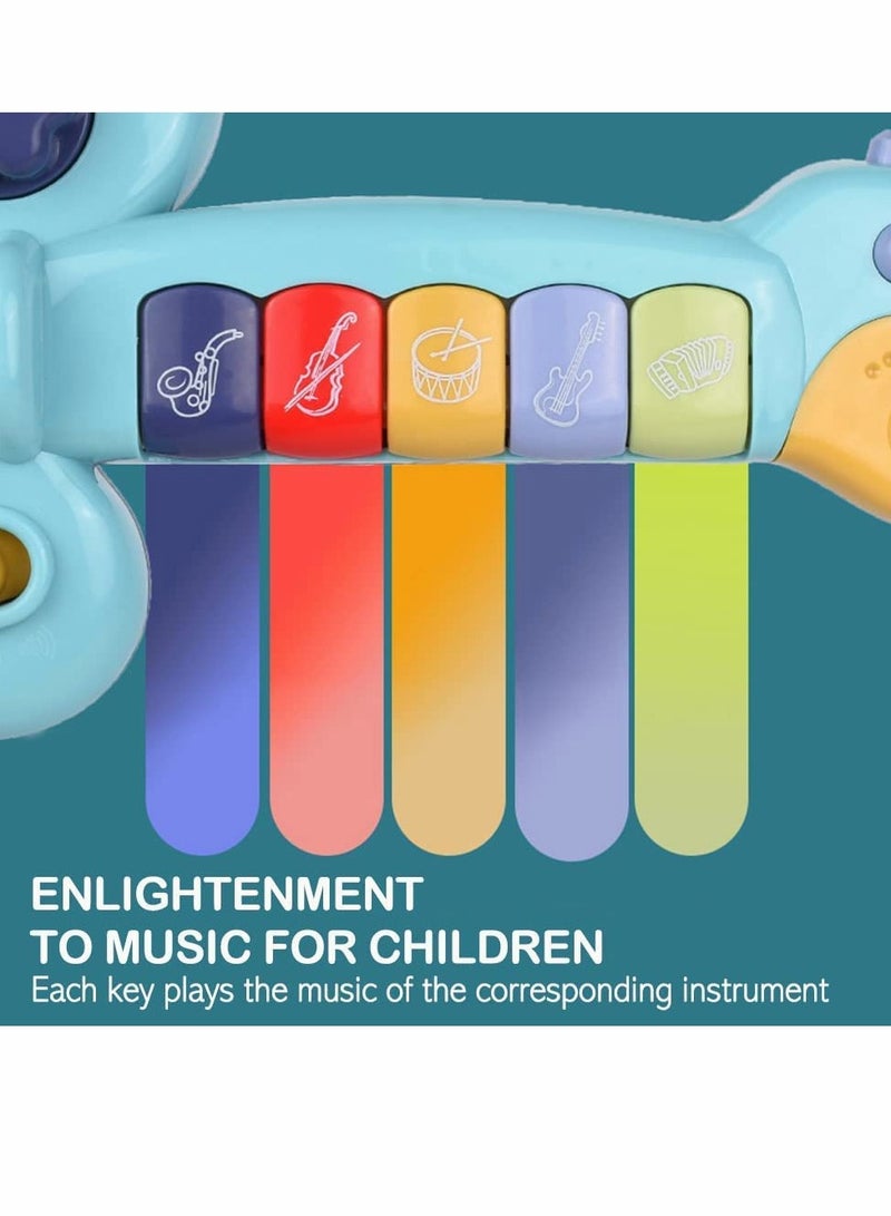 Electronic Musical Toy Handheld Guitar for Children Lights and Sounds Kids Guitar Toy with Plays Music Drum Piano Violin Trumpet Play Guitar Smart Music Enlightenment Multifunctional Guitar