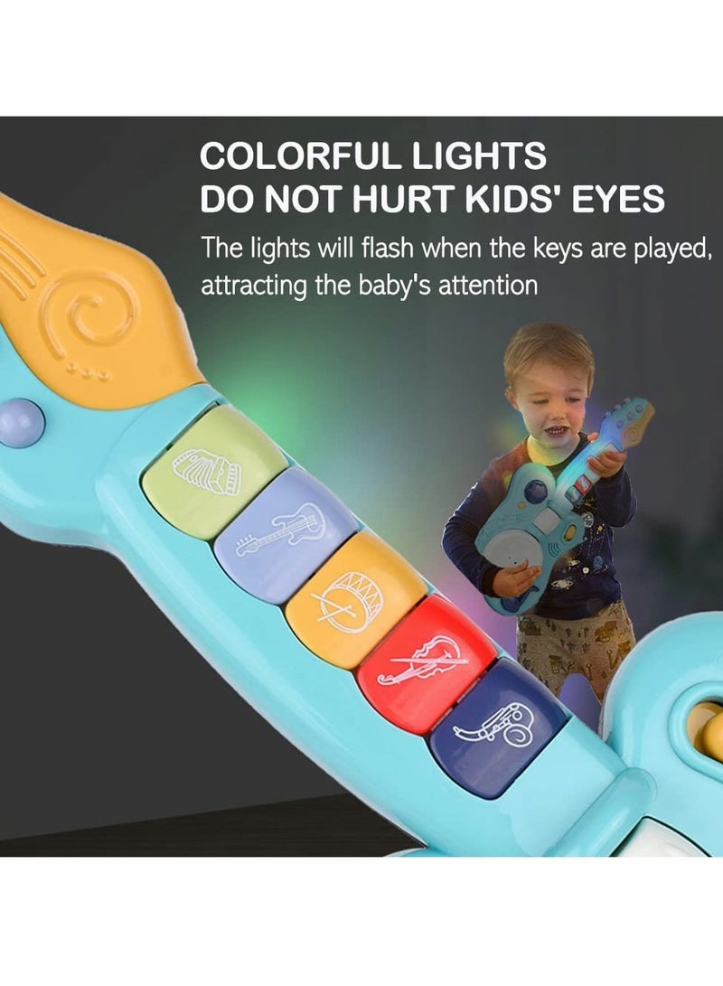 Electronic Musical Toy Handheld Guitar for Children Lights and Sounds Kids Guitar Toy with Plays Music Drum Piano Violin Trumpet Play Guitar Smart Music Enlightenment Multifunctional Guitar