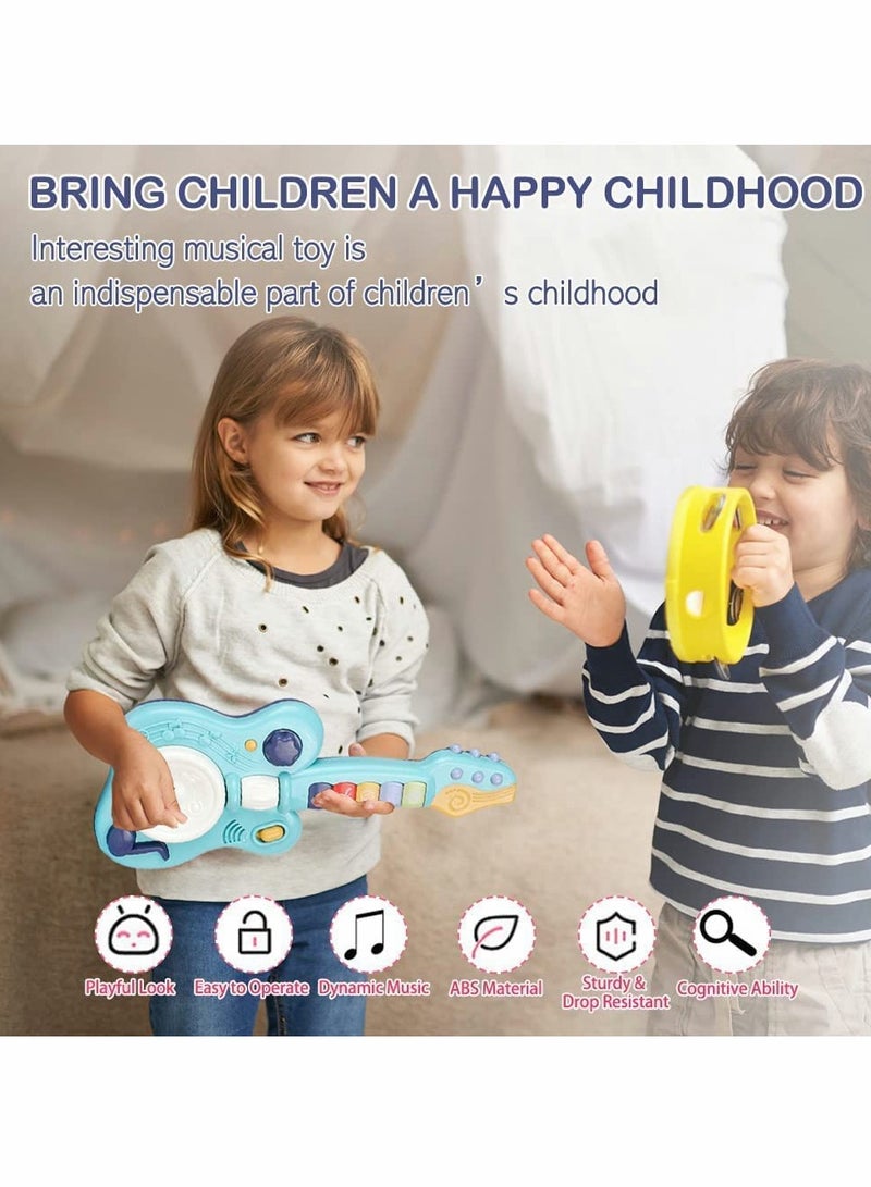 Electronic Musical Toy Handheld Guitar for Children Lights and Sounds Kids Guitar Toy with Plays Music Drum Piano Violin Trumpet Play Guitar Smart Music Enlightenment Multifunctional Guitar