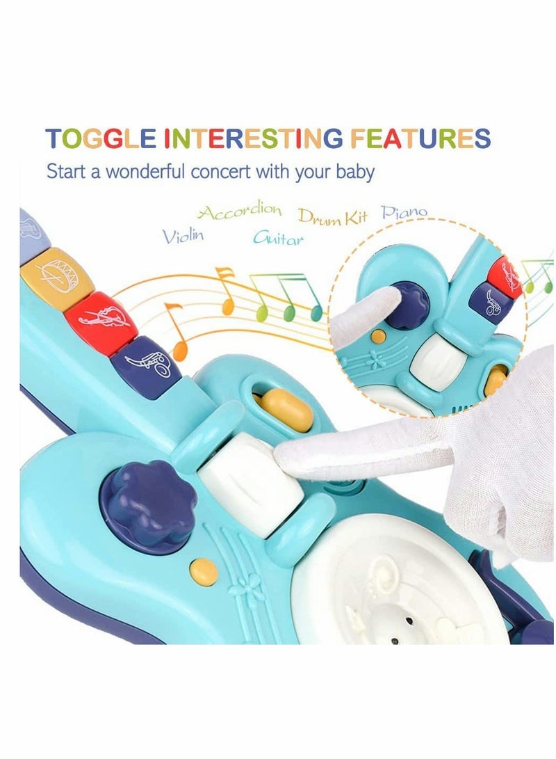 Electronic Musical Toy Handheld Guitar for Children Lights and Sounds Kids Guitar Toy with Plays Music Drum Piano Violin Trumpet Play Guitar Smart Music Enlightenment Multifunctional Guitar