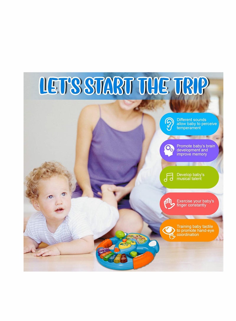 Musical Toys Steering Wheel for Kids Toddler Electronic Light Up Keyboard Learning Toy Set Mini Driving Educational Development Music Toys for Toddlers and Kids Early Education Story Machine