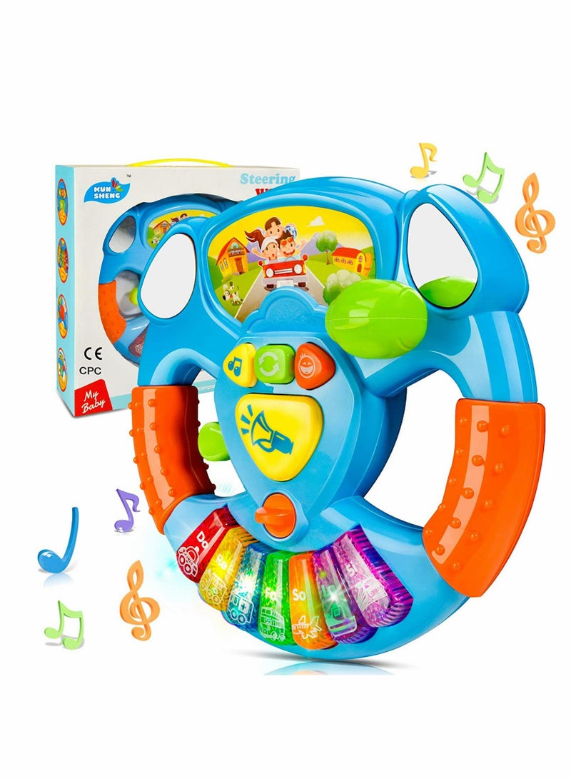 Musical Toys Steering Wheel for Kids Toddler Electronic Light Up Keyboard Learning Toy Set Mini Driving Educational Development Music Toys for Toddlers and Kids Early Education Story Machine