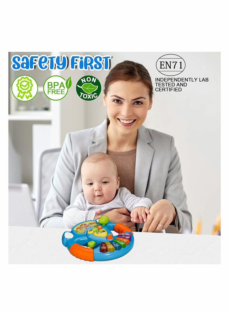 Musical Toys Steering Wheel for Kids Toddler Electronic Light Up Keyboard Learning Toy Set Mini Driving Educational Development Music Toys for Toddlers and Kids Early Education Story Machine
