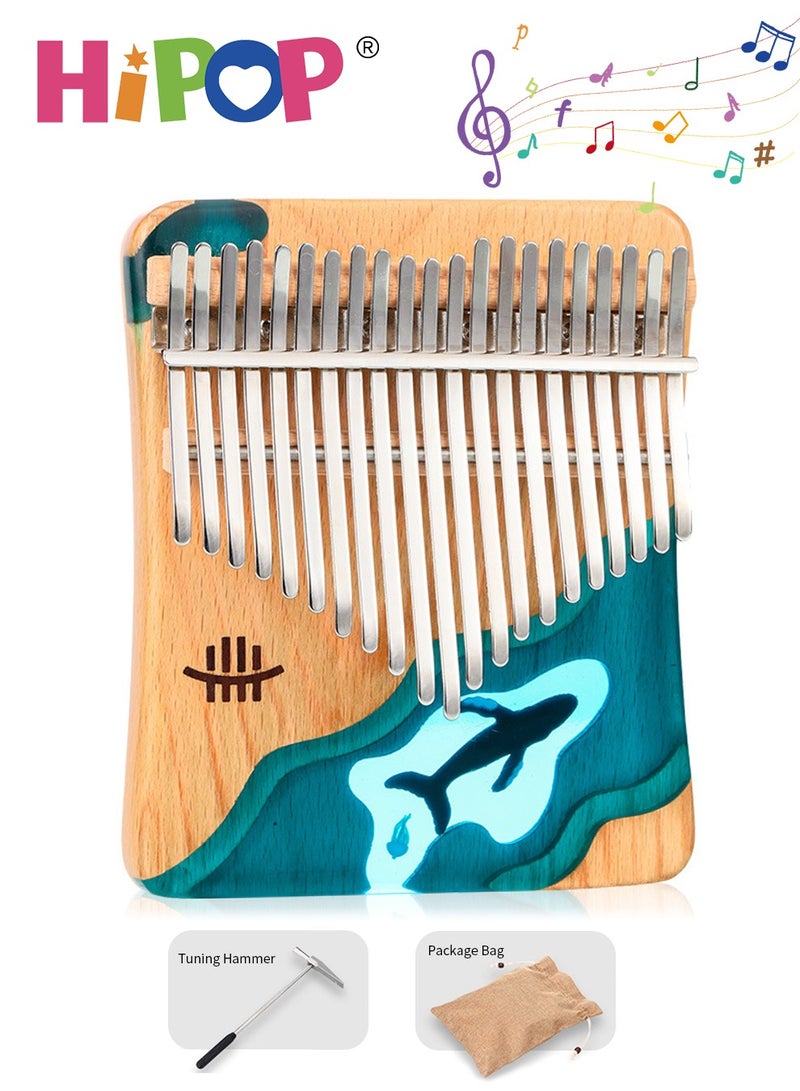 Thumb Piano Toys, Portable Musical Instruments 21 Keys Kalimba with Resin Casting for Kids and Adults