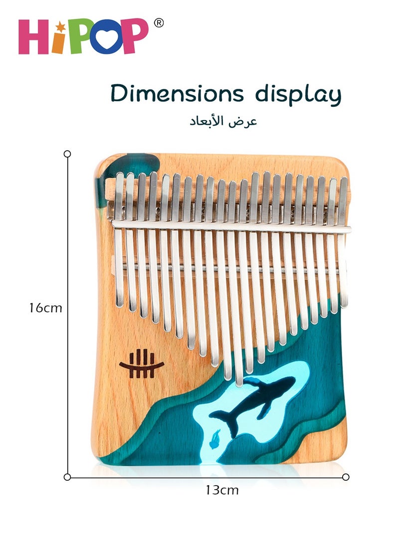 Thumb Piano Toys, Portable Musical Instruments 21 Keys Kalimba with Resin Casting for Kids and Adults