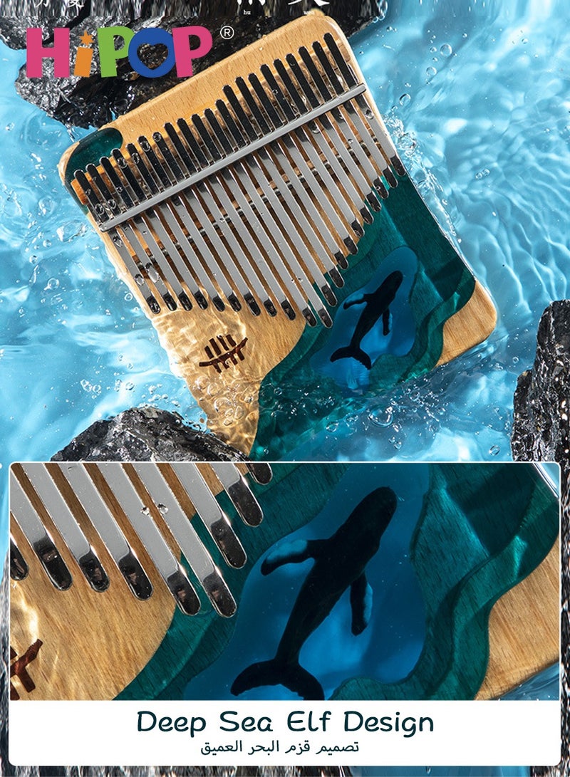 Thumb Piano Toys, Portable Musical Instruments 21 Keys Kalimba with Resin Casting for Kids and Adults