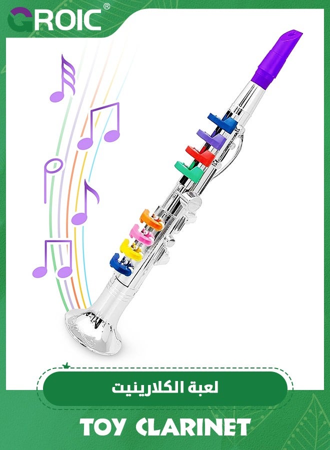 Toy Clarinet for Kids, Wind and Brass Musical Instruments for Toddlers, Toy Kids Clarinet with 8 Colored Coded Keys Teaching Songs
