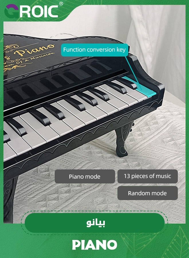 Piano Toy for Kids,24 Keys Multifunctional Musical Electronic Toy Piano for Toddlers,Piano Keyboard Toy with LED light, 24 Keys Piano,Musical Instrument Toys(Black)