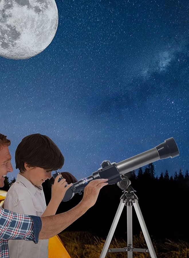 1290 Astronomical Telescope Toys, High-Definition Eyepieces for Scientific Experiments, Multiple Objective Magnifications, Stretchable Tripod, Large Objective Lens, Refractor Telescope with a Compass