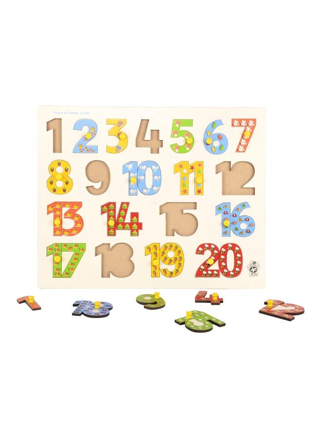 Wooden Picture On Number Tray With Knobs Learning Toy L-62SK