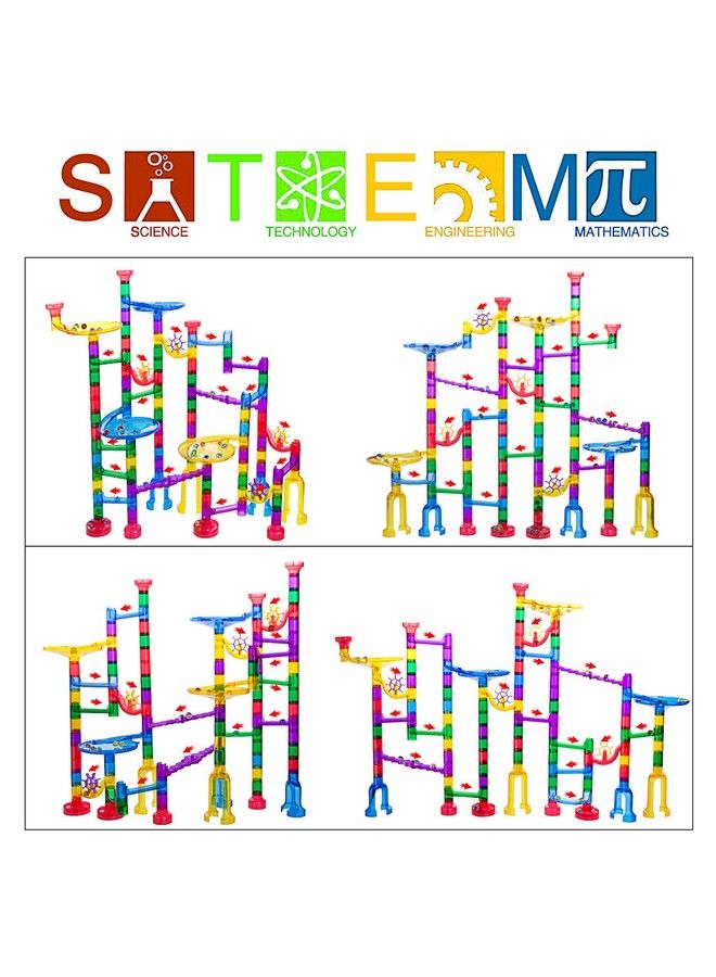 Marble Run Sets Kids, 122 Pcs Marble Race Track Game 90 Translucent Marbulous Pieces + 32 Glass Marbles, Stem Marble Maze Building Blocks Kids 4+ Year Old