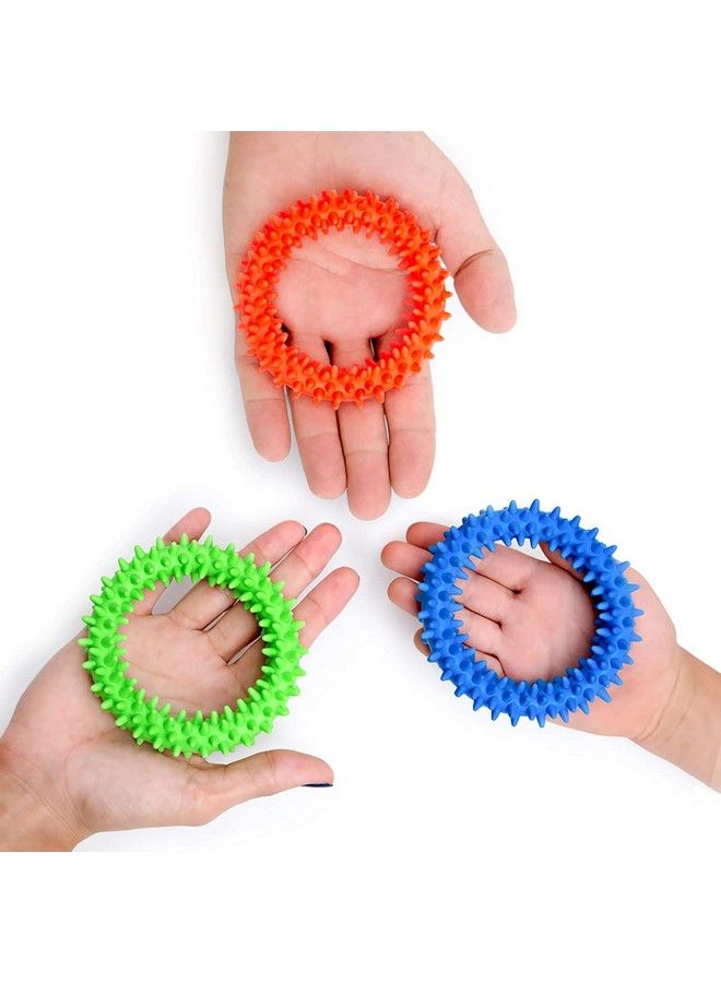 Sensory Ring And Fidget Toy 3 Pack ; Soft, Flexible Ring And Rubber Spikes ; Helps Reduce Stress And Anxiety; Promotes Focus And Clarity ; Children, Youth, Adults Sensory Toys