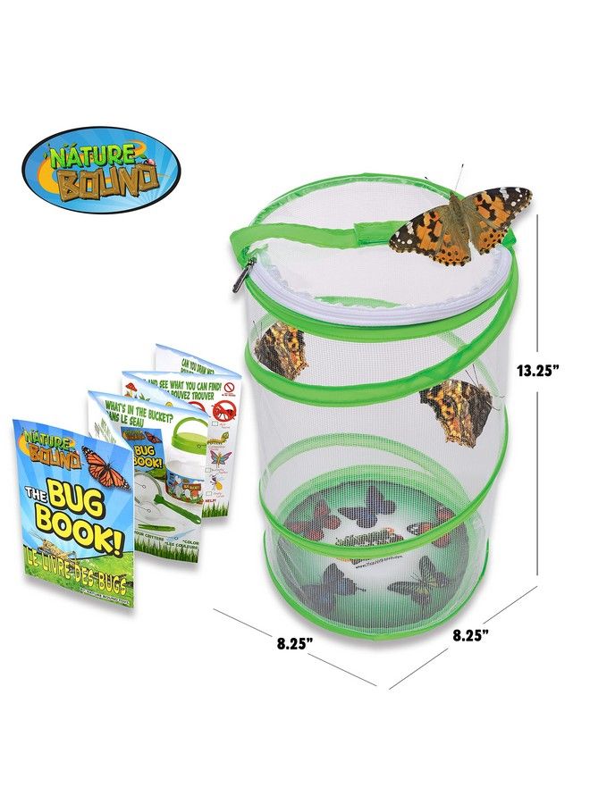 Butterfly Growing Kit With Discount Voucher To Redeem Caterpillars Later For Home Or School Use Green Popup Cage 13Inches Tall For Boys And Girls Ages 6+