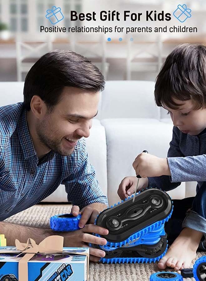 2 In 1 Double Sided Remote Control Car For Kids, Crawler Rc Car With 360 Flips Changeable Wheels Lights Stunt Cars Racing Car Toy Drift Cars Remote Car Toys For Kids Children 3+Years Boy Girls