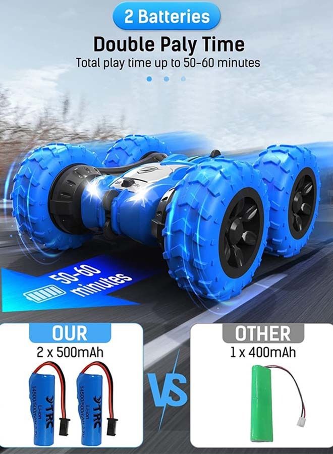 2 In 1 Double Sided Remote Control Car For Kids, Crawler Rc Car With 360 Flips Changeable Wheels Lights Stunt Cars Racing Car Toy Drift Cars Remote Car Toys For Kids Children 3+Years Boy Girls