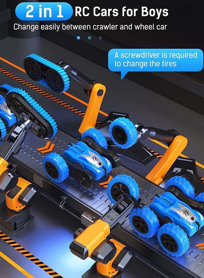 2 In 1 Double Sided Remote Control Car For Kids, Crawler Rc Car With 360 Flips Changeable Wheels Lights Stunt Cars Racing Car Toy Drift Cars Remote Car Toys For Kids Children 3+Years Boy Girls