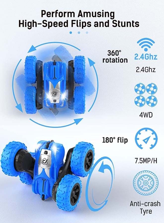 2 In 1 Double Sided Remote Control Car For Kids, Crawler Rc Car With 360 Flips Changeable Wheels Lights Stunt Cars Racing Car Toy Drift Cars Remote Car Toys For Kids Children 3+Years Boy Girls