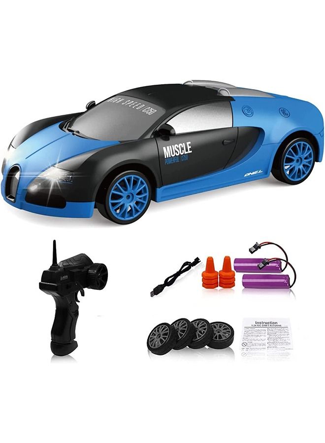 Baybee Rechargeable Remote Control Car for Kids, Stunt RC Cars with 2.4G Remote Control & Charger | Electric Battery Drift Kids Car | Remote Control Car for Kids 3+ Years Boys Girls (1:24 RC Car Assorted Colour)