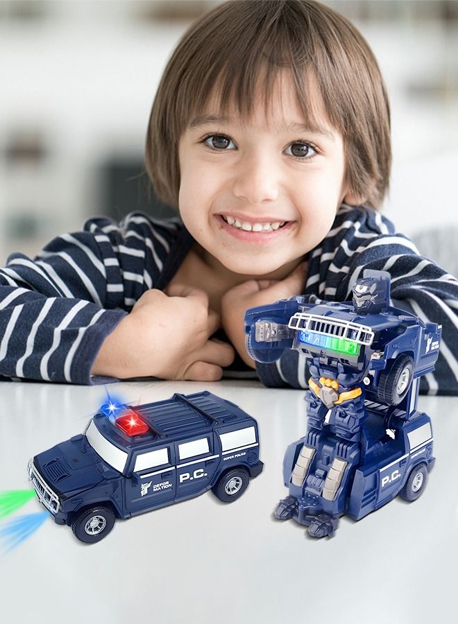 Robot Car Toy 2 in 1 Deformation Car，Transforming Toys Cars,Robot Cars Toys,Transform Car Robot,Police Car Toy with LED Light