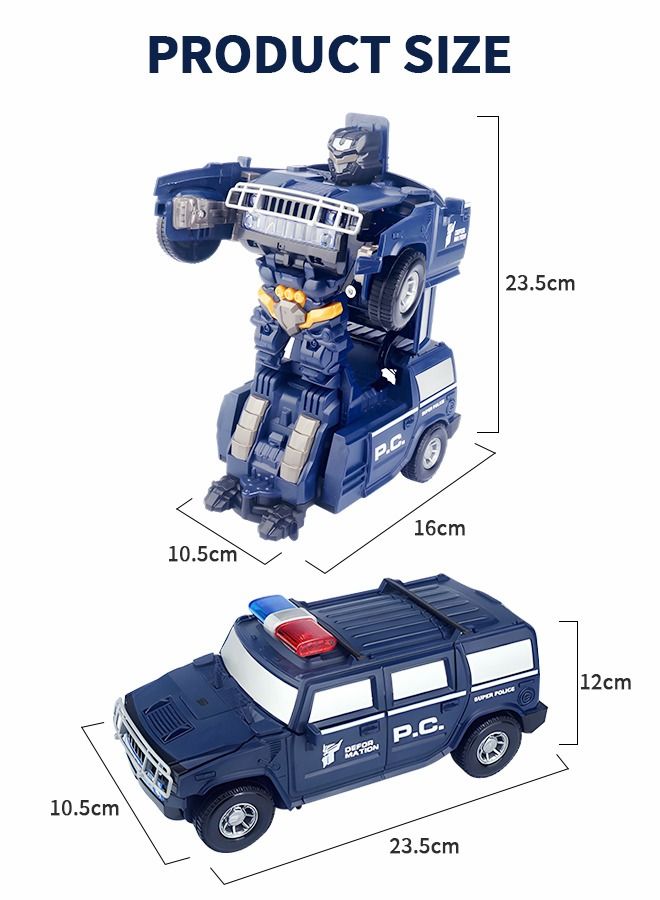 Robot Car Toy 2 in 1 Deformation Car，Transforming Toys Cars,Robot Cars Toys,Transform Car Robot,Police Car Toy with LED Light