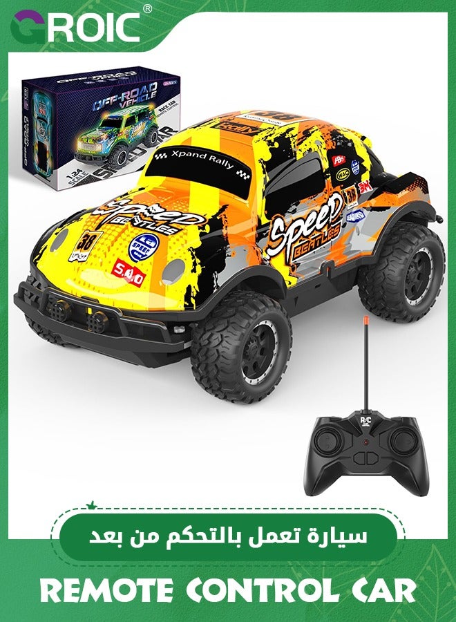 Giociiol Remote Control Car, 1/24 Scale Light Up Racing Car Toys, RC Car for Kids with Cool Led Lights, Hobby RC Cars Toys,Wireless Off-road Vehicle,Cool Graffiti Drift Racing Car