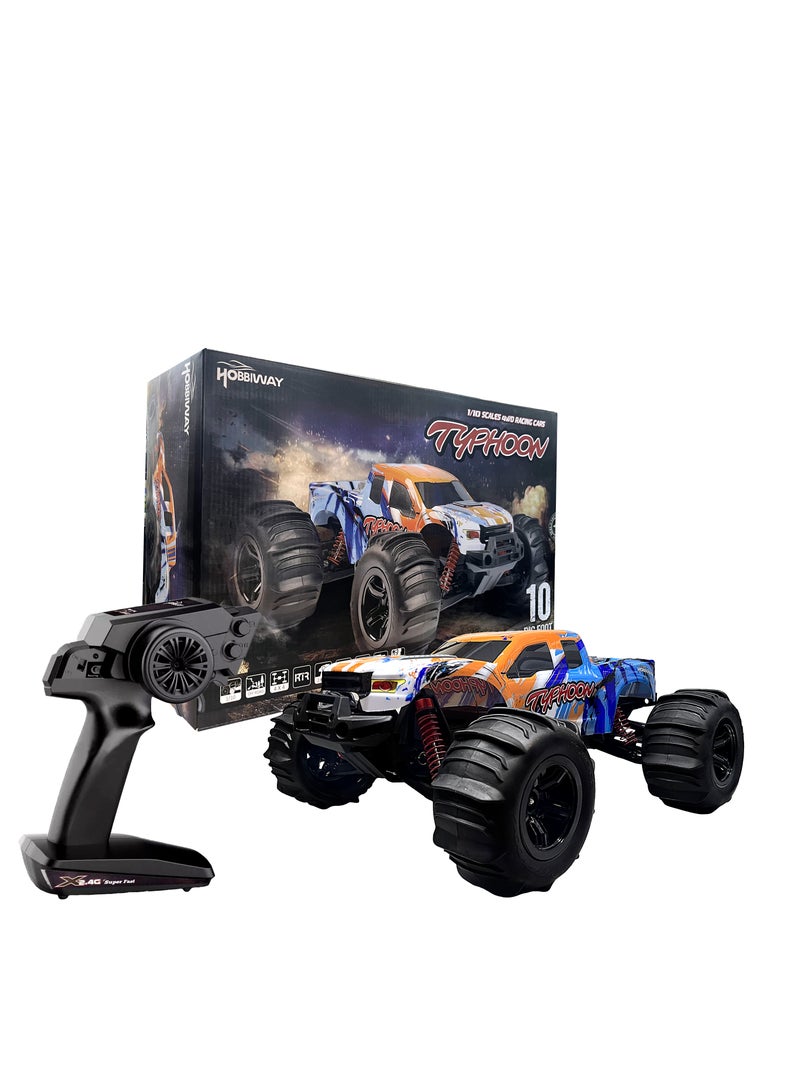 Hobbiway 1:10 RC Cars, Hobby Grade 4WD 60+ KM/H Fast Speed Remote Control Truck, All Terrain Off Road Electric Buggy With 2500 mAh Modular Battery For Adults And Boys (Advanced Modding Support)