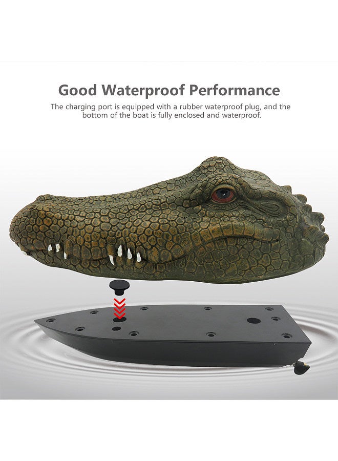 Flytec V002 RC Boat 2.4G Remote Control Electric Racing Boat for Pools with Simulation Crocodile Head Spoof Toy