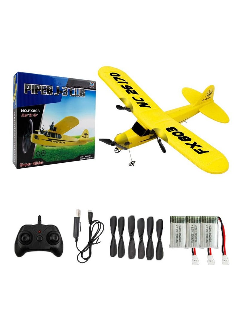 DIY RC Plane Toy 803 yellow 3 battery Remote Control Airplane DIY Fixed Wing Aircraft