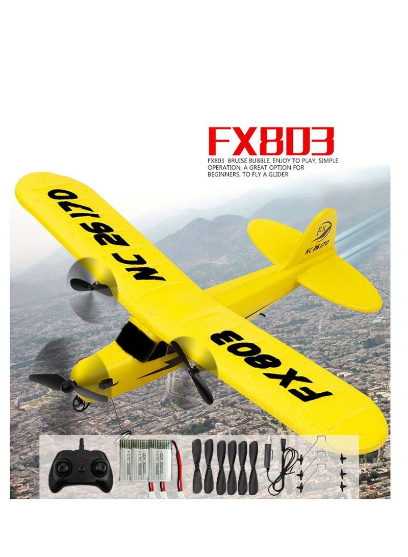 DIY RC Plane Toy 803 yellow 3 battery Remote Control Airplane DIY Fixed Wing Aircraft