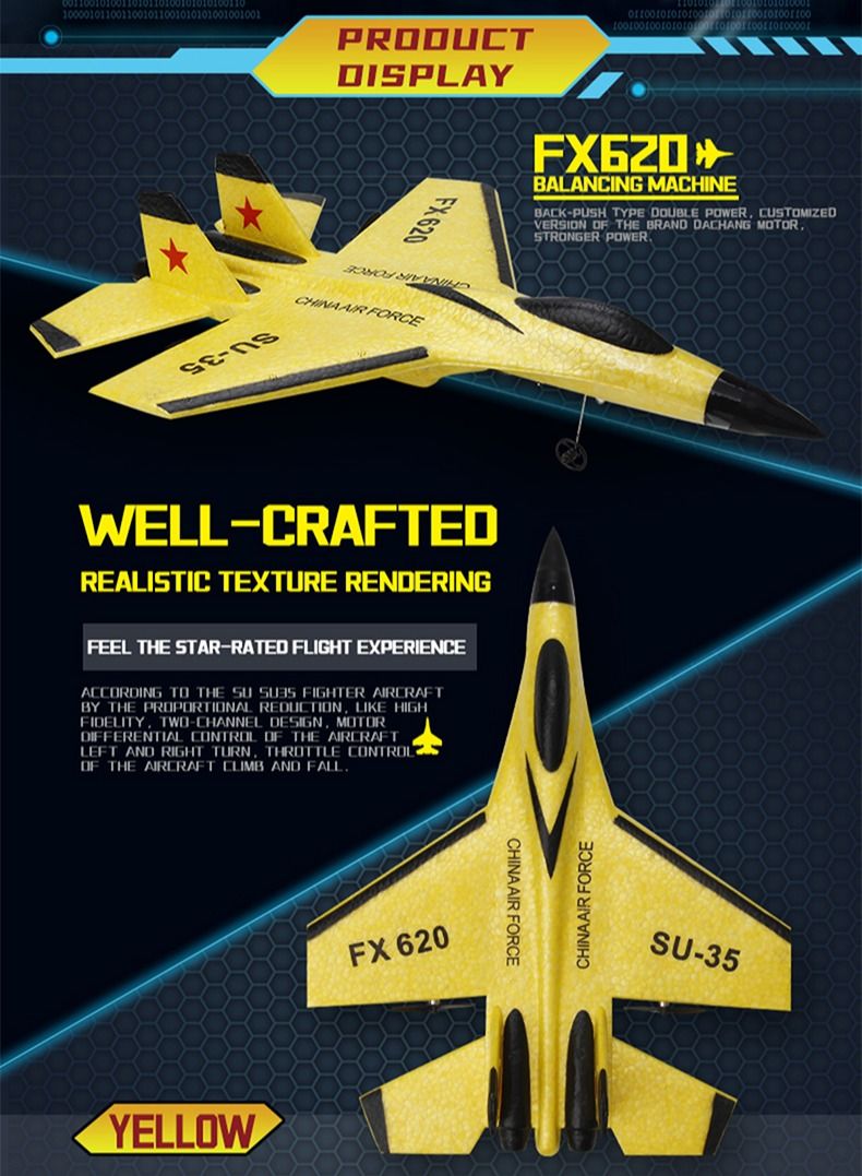 RC Foam Aircraft Remote Control Airplane Foam Toys for Children FX620 With Box Yellow