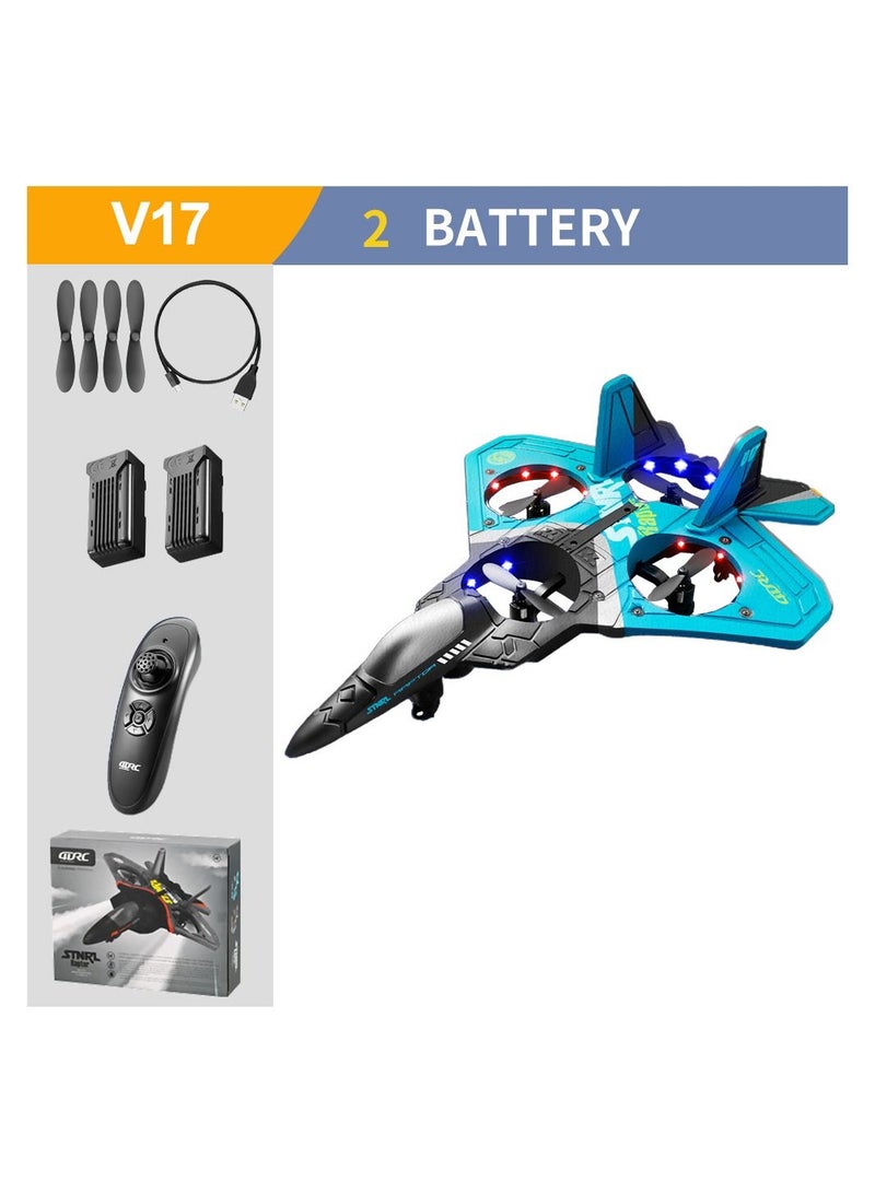 V17 RC Plane Airplane Remote Controlled Aircraft 2.4GHz RC Aircraft with Remote Control with LED Light 2.4GHz Remote Control Airplane with 360° Spin