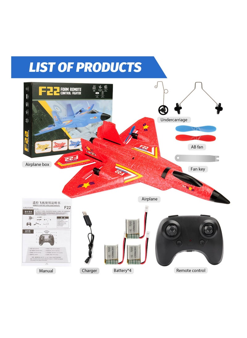 RC Airplane F22 Land and Air Remote Control Glider RC Aircraft Jet with LED Lights Foam plane Children toys