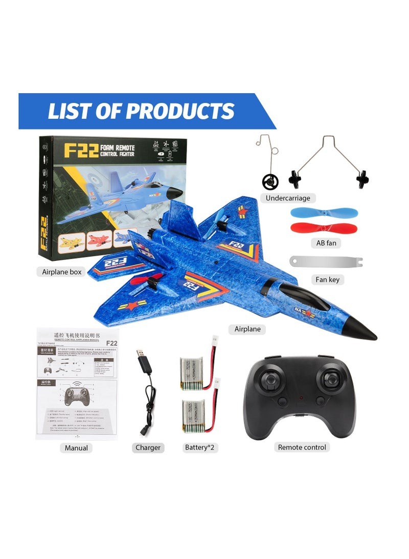 RC Airplane F22 Land and Air Remote Control Glider RC Aircraft Jet with LED Lights Foam plane Children toys