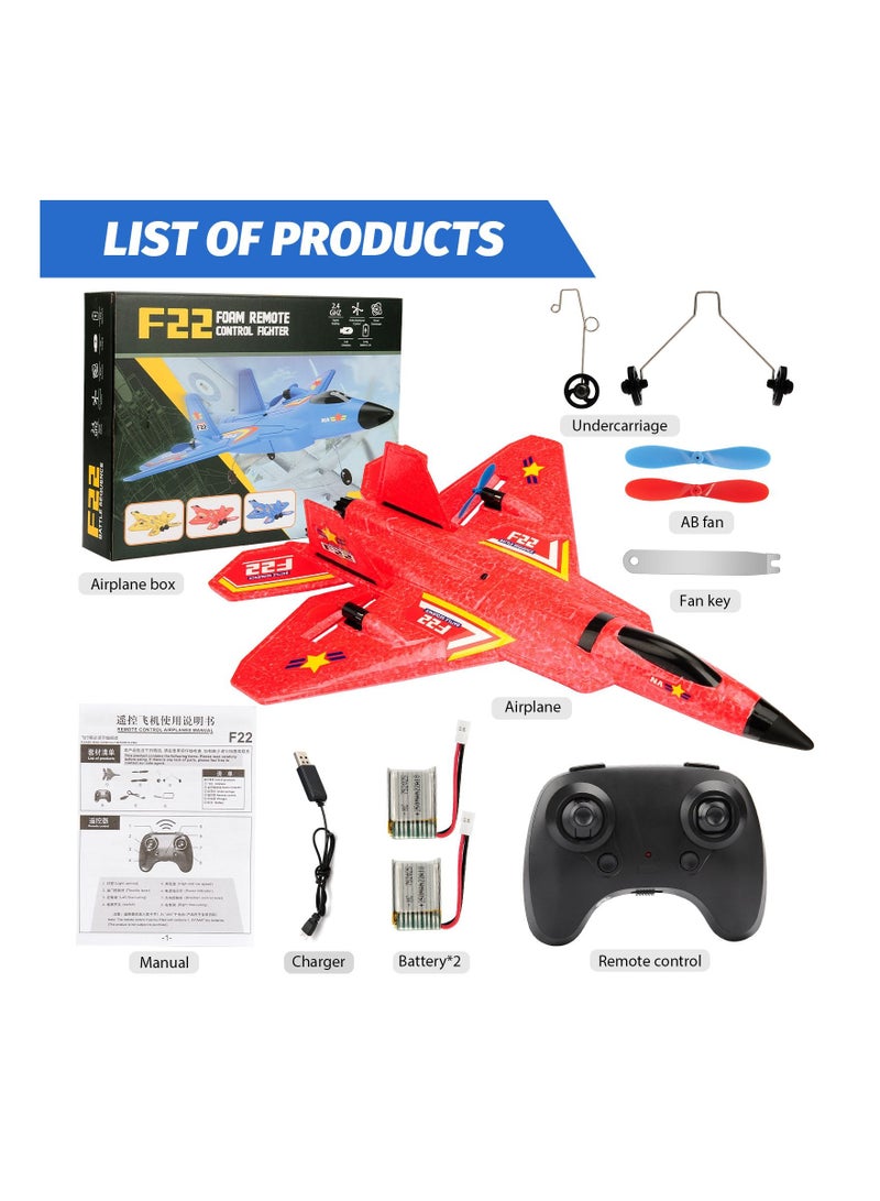 RC Airplane F22 Land and Air Remote Control Glider RC Aircraft Jet with LED Lights Foam plane Children toys