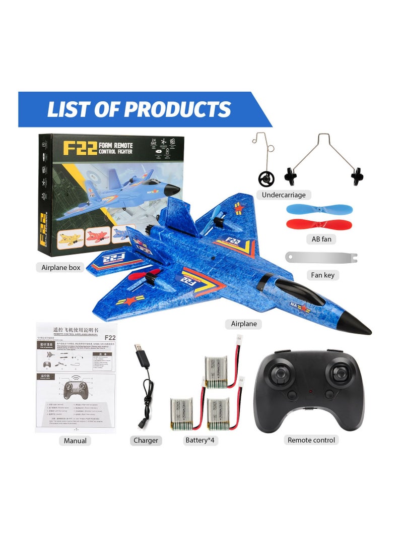 RC Airplane F22 Land and Air Remote Control Glider RC Aircraft Jet with LED Lights Foam plane Children toys