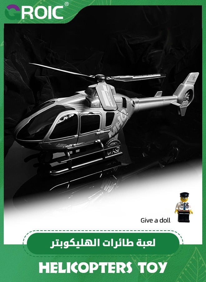 Helicopter Toy Set, Helicopter Toy with Pilot and Door Can Be Opened,Vehicles Toys for Kids,Simulated Helicopter Model with Spinning Propellers