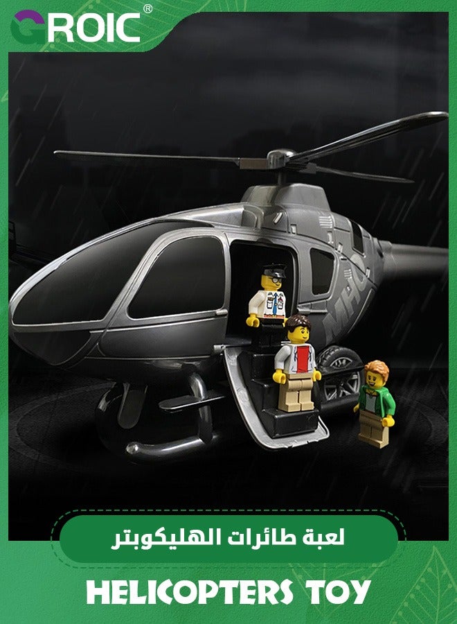 Helicopter Toy Set, Helicopter Toy with Pilot and Door Can Be Opened,Vehicles Toys for Kids,Simulated Helicopter Model with Spinning Propellers