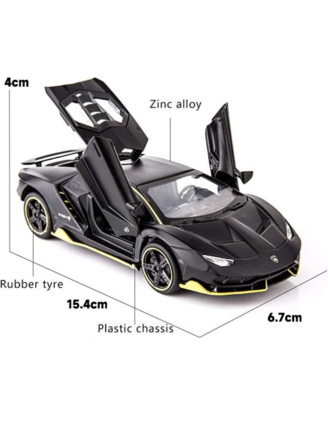 1:32 Lamborghini LP770 Car Model Toy, Zinc Alloy Pull Back Toy Car, Sound and Light Pull Back Model Car for Kids Boy Girl Gift, Black