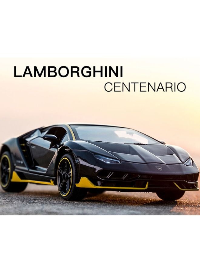 1:32 Lamborghini LP770 Car Model Toy, Zinc Alloy Pull Back Toy Car, Sound and Light Pull Back Model Car for Kids Boy Girl Gift, Black