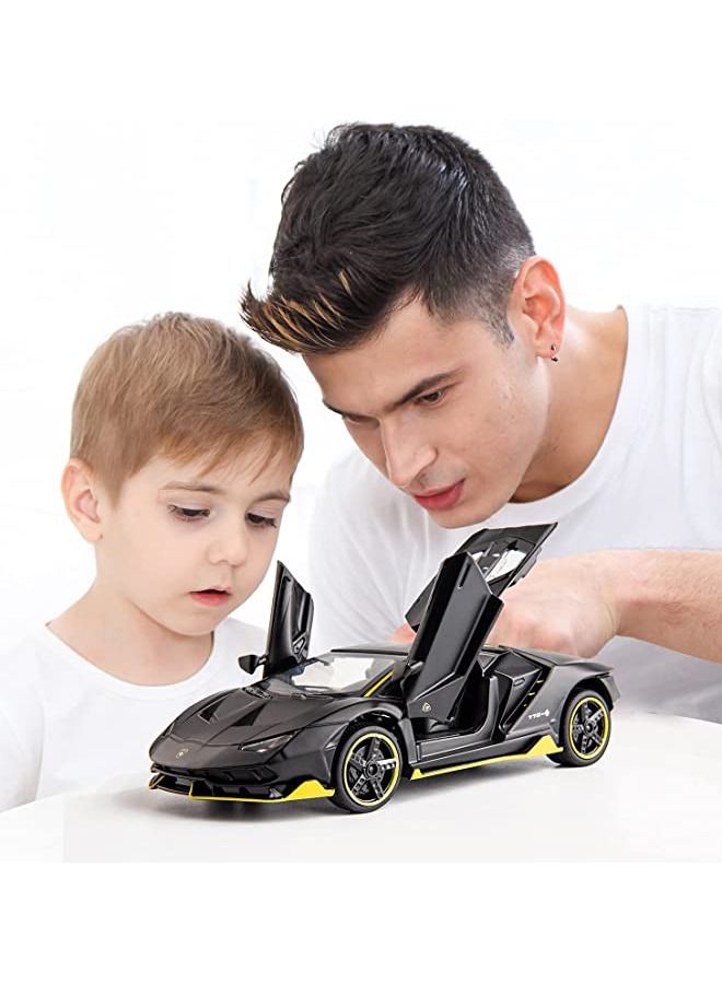 1:32 Lamborghini LP770 Car Model Toy, Zinc Alloy Pull Back Toy Car, Sound and Light Pull Back Model Car for Kids Boy Girl Gift, Black