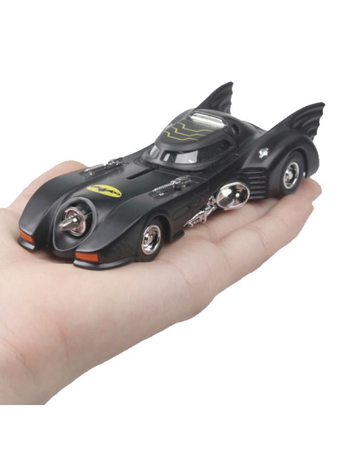 1989 Batmobile Model Toy, 1/38  Diecast Alloy Car Models for Vintage Bat Chariot Classic Car, with Light and Pull Back Model Car, Alloy Collectible Toy (Black)