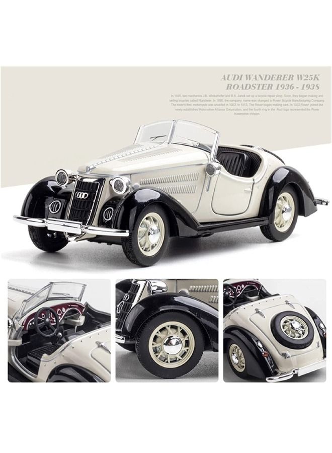 1:32 Audii Car Model Toy, Audii Vintage Convertible Metal Die Casting Alloy Simulation Car Model, Sound and Light Pull Back Model Car, Alloy Collectible Toy Car