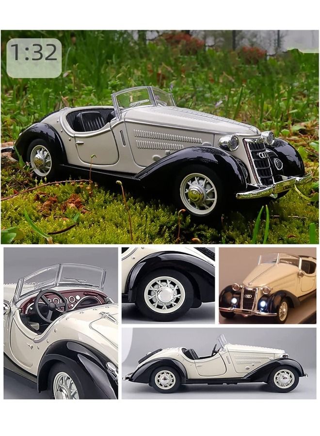 1:32 Audii Car Model Toy, Audii Vintage Convertible Metal Die Casting Alloy Simulation Car Model, Sound and Light Pull Back Model Car, Alloy Collectible Toy Car