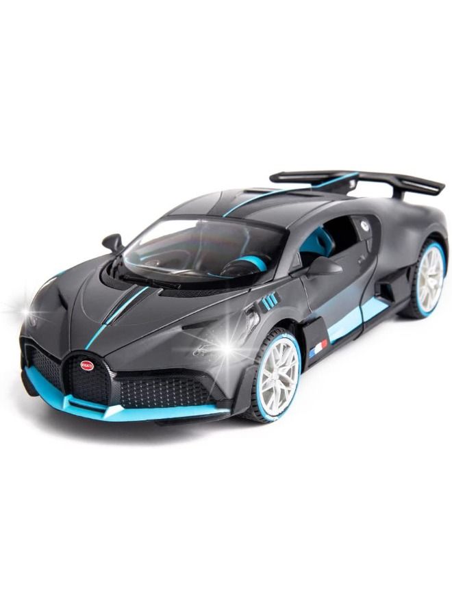 1/32 Bugattii Divo Model Car, Alloy Diecast Pull Back Toy Vehicle with Light and Music, Supercar Toys for Toddlers Kids Children Gift (Dark Gray)