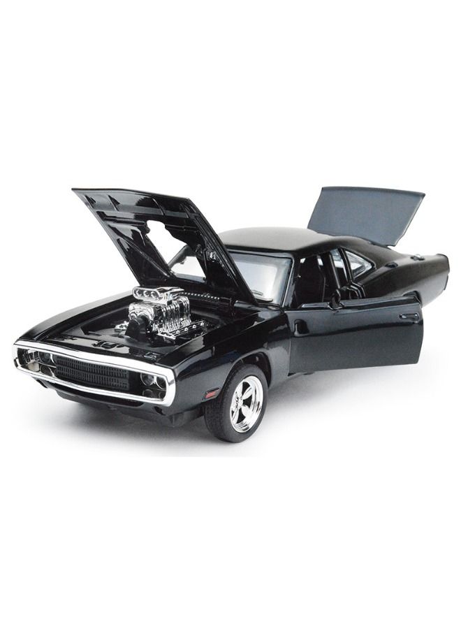 1/32 Dodge Charger Car Model, Fast Furious Metal Model Car, USA Muscle Vehicle Toy, Alloy Diecast Pull Back Toy Vehicle with Light and Music, Supercar Toy Gift for Kids Children, Black